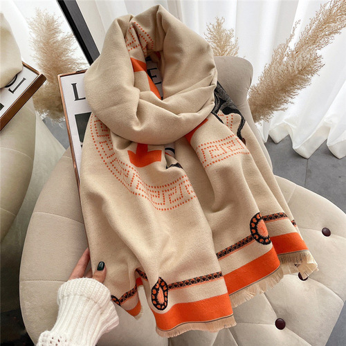 Summer air-conditioned room warm shawl, winter outdoor carriage foreign trade scarf for women, European and American thickened versatile scarf live broadcast