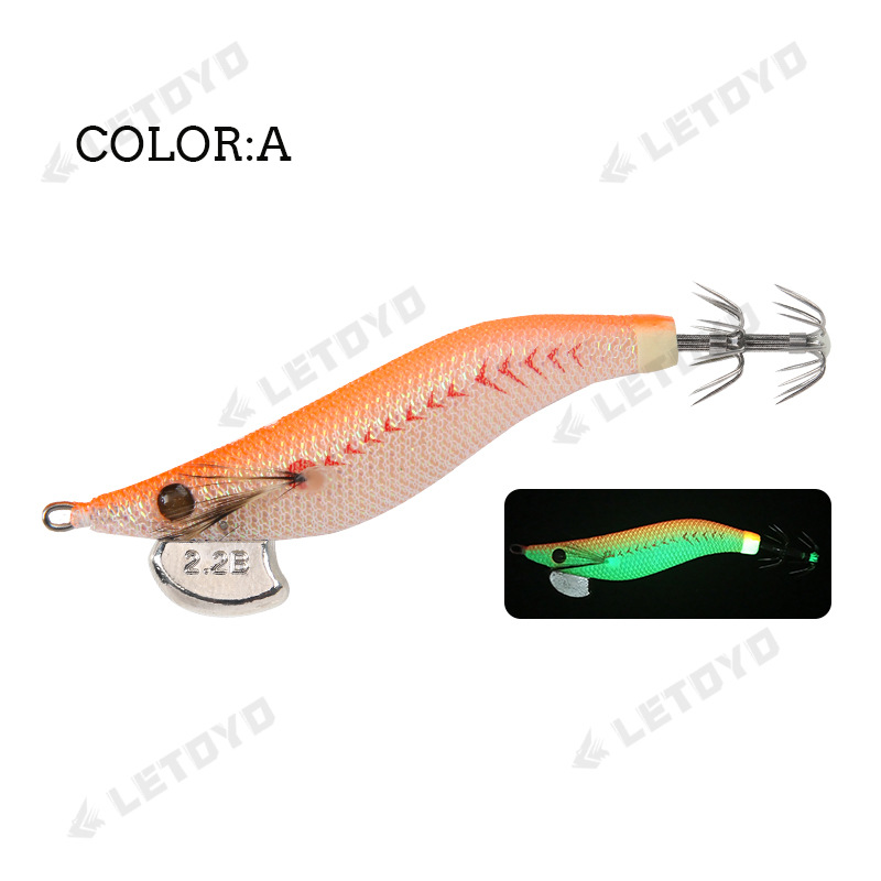 Camarón de madera pequeño LETOYO 1.8 #2.2 #2.5 # Luminoso Lulu Cebo falso Cebo de calamar Hook Luya Weihai Aparejos de pesca