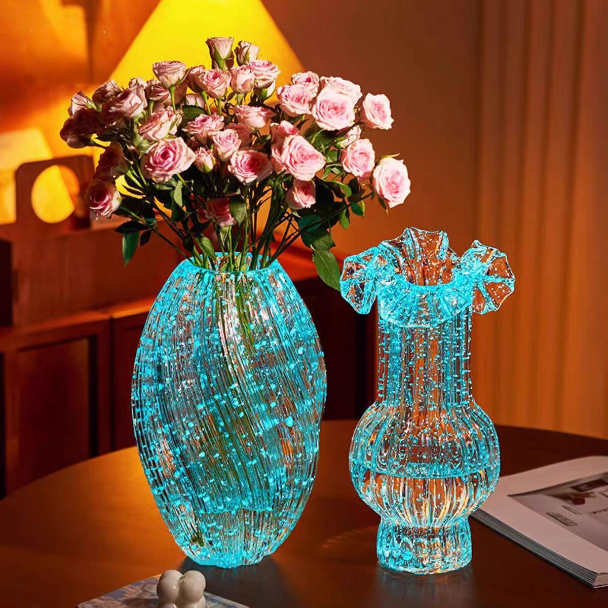 Estilo nórdico creativo simple vasos de vidrio luminoso hermoso y ligero acuocultura acuática decoración de la sala de estar