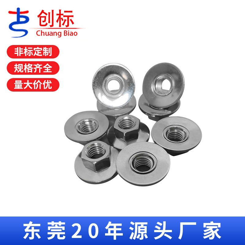 创标盘形帽SUS304不锈钢M6X1.0大盘18带盘转动螺母A级防锈螺母