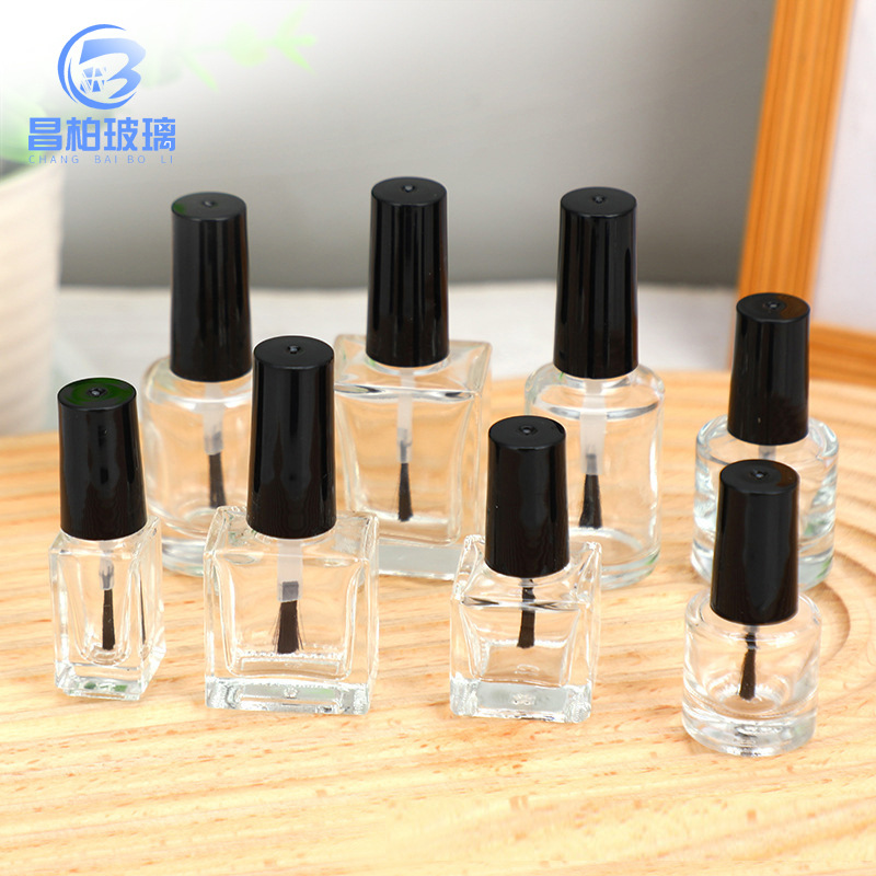 现货5ml 10ml 15ml无印字指甲油玻璃瓶空瓶包装瓶美甲用品带盖子