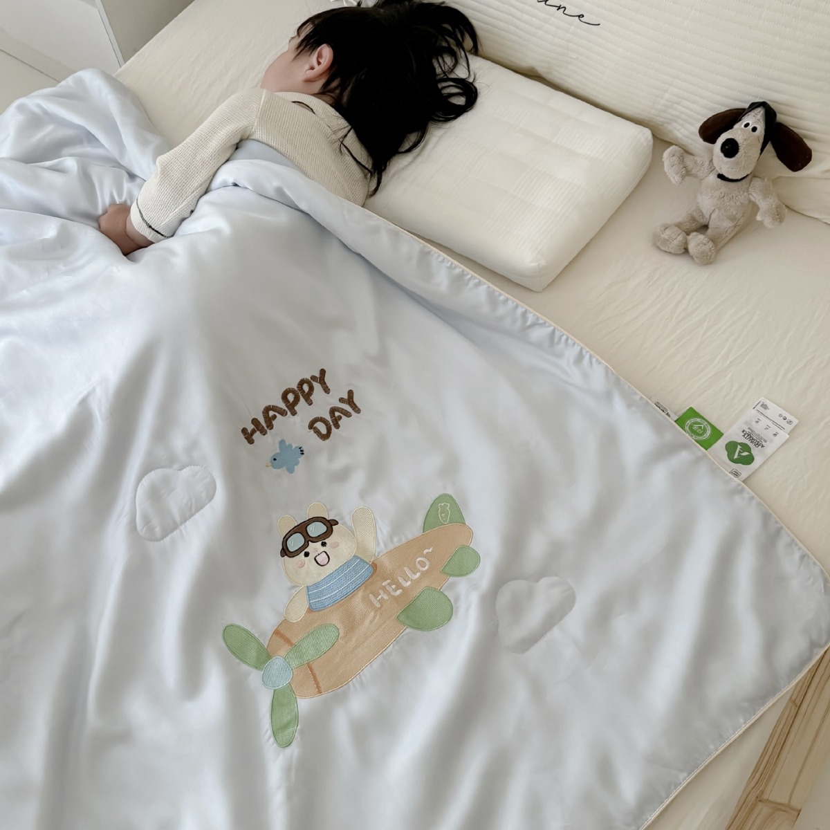 Class A Children's 60S Lanjing Tencel Summer Cool quilt Cartoon Embroidered Ice Silk Cool Air-conditioning quilt Washable Thin quilt