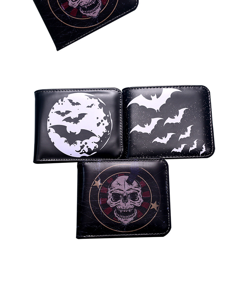 Men's Bat Skull PVC Open Small Wallets display picture 17