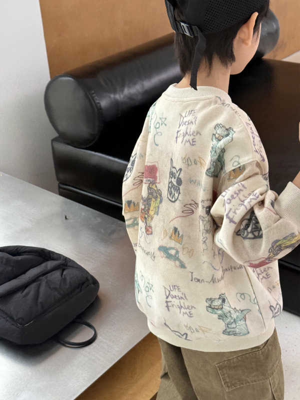 秋装韩版童趣卡通印花儿童长袖休闲宽松男女童可爱卫衣百搭童装|undefined