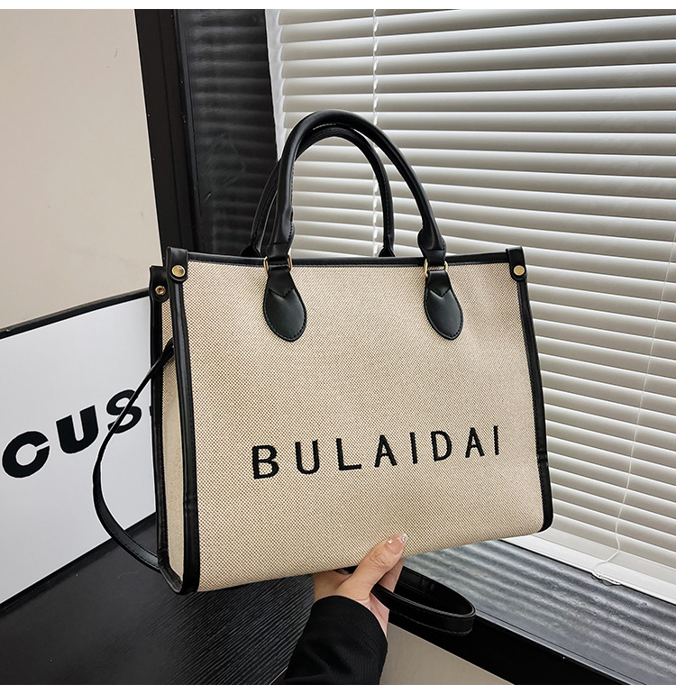Bolsos para mujer 2026, nuevo estilo de moda, bolso tote de lona con logo bordado, bolso de mano de alta gama, bolso bandolera para el día a día