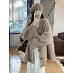 欧品のセーターの女性の上着の春と秋の厚い2025の新型の韓国版のゆったりしている怠惰な毛のメリヤスのカーディガンのコート