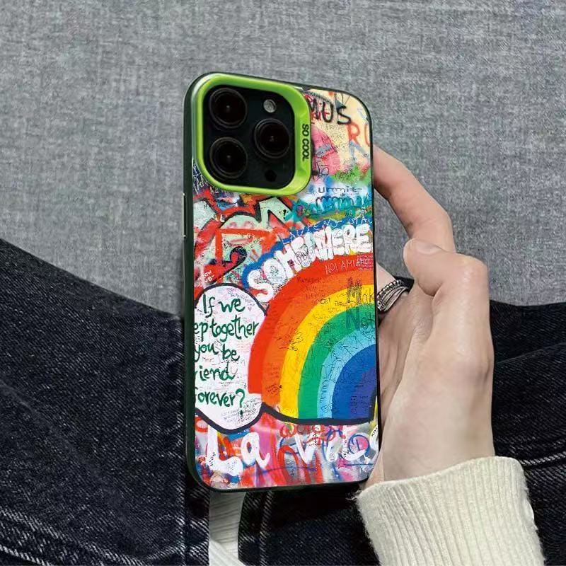 Nueva funda para teléfono estilo graffiti, compatible con iPhone 17, Apple 15 Pro Max/14, a prueba de golpes 13 Pro 16, estilo europeo y americano 11 XR.