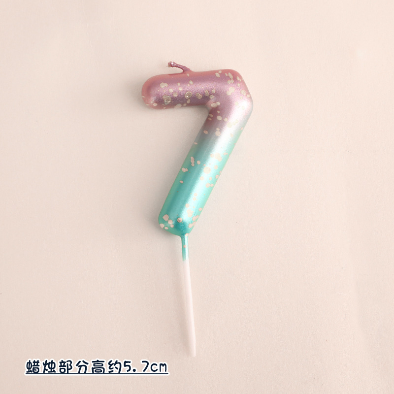 银河渐变粉蓝蜡烛7