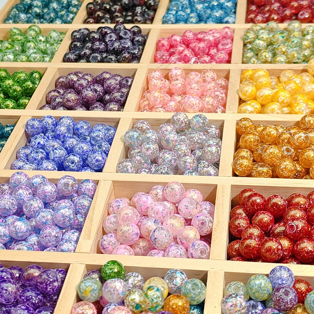 10MM复古透珠油画珠琉璃珠圆珠手工DIY手链项链饰品配件散珠材料