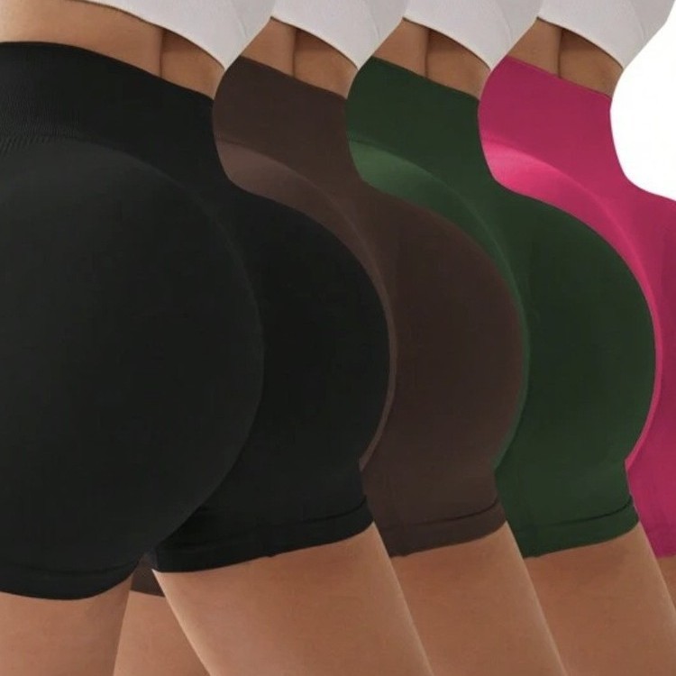 European and American Seamless Yoga Shorts Peach Hip Lift High Waist Quick-Drying Fitness Pants Tight Breathable Running Sports Shorts for Women