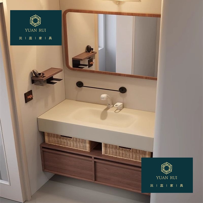 Medieval-Style Slate Hot-Bent Integrated Basin Bathroom Cabinet Combination Toilet Washbasin Vanity Sink Combination Cabinet