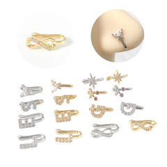 Cross-border accessories new letter symbol butterfly copper nose ornament fake nose ring for women sweet Ins style high-end jewelry