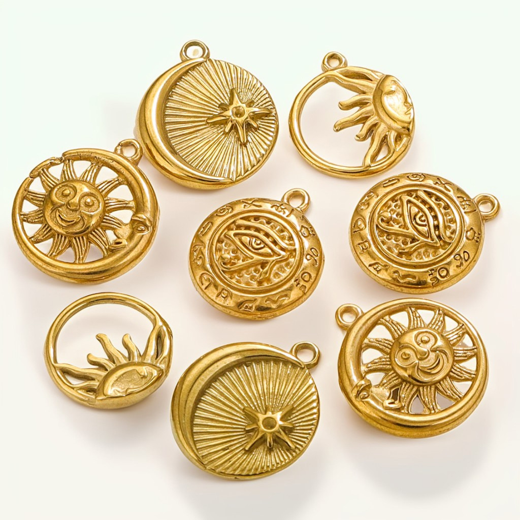 Acero inoxidable europeo y americano sol ojo colgante joyería DIY colgante de oro 18K colgante colgante de acero mujer colgante colgante