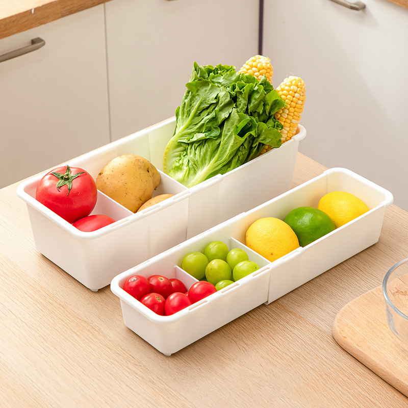 プラスチック収納バスケット伸縮バスケット台所野菜調味料姜にんにくネギ収納バスケットデスクトップスナック収納ケース|undefined