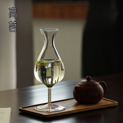 444Z批發小眾高腳玻璃綠茶杯女設計師杯子透明家用高顏值夏季水杯