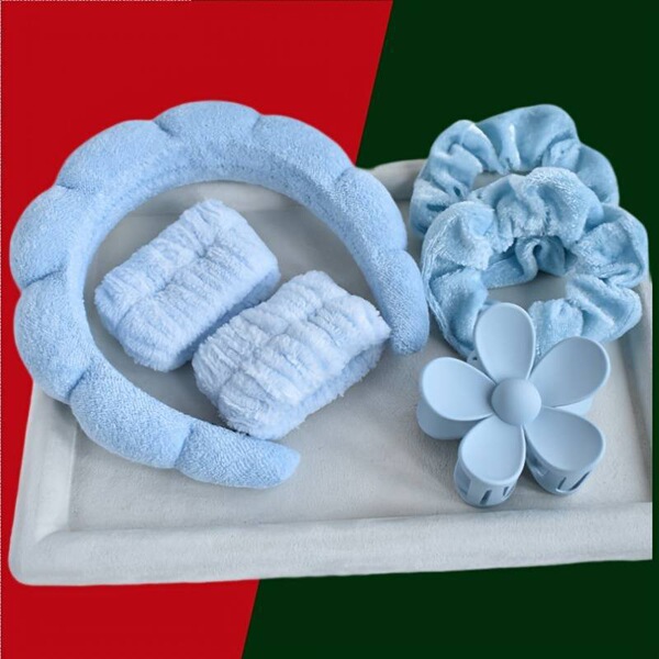sponge headband with pigtail for face washing