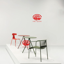 现代简约民宿酒店花园铁线椅庭院露天阳台户外椅家用镂空铁丝网椅