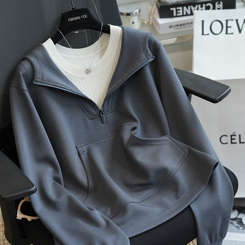 Clearance Sale No Returns or Exchanges A39 Half-Zip Hooded Sweatshirt for Women Long Sleeve Loose Short Jacket Top