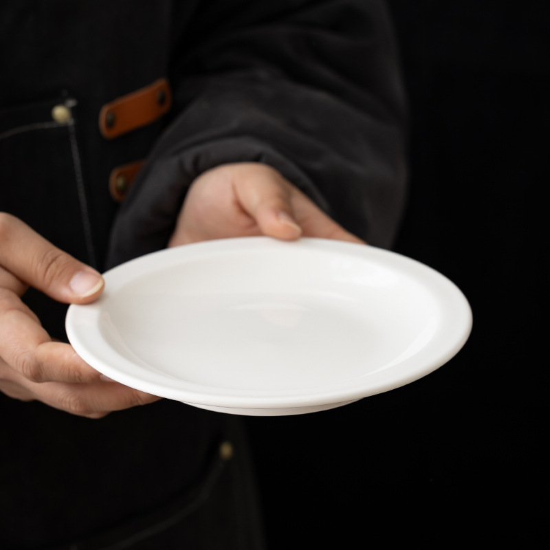 【オフホワイト】徳化白磁 大骨皿 7.1inch セラミック デザート サービングプレート フルーツ スナック 浅皿|undefined