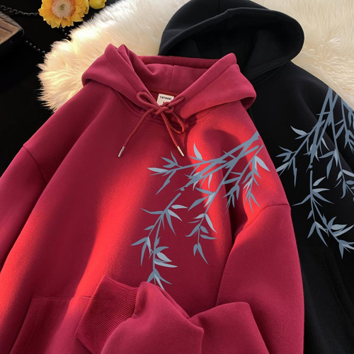 Youth Heavyweight Hooded Sweatshirt Men's 2024 Spring and Autumn Long-Sleeve Hooded Sweatshirt Trendy Ins American Streetwear Hoodie