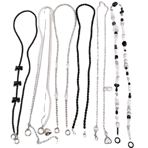 Yi Lian's new variety of mobile phone cases, diagonal chain, beaded acrylic shoulder chain, mobile phone lanyard, pearl pendant for women