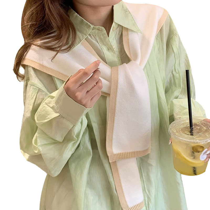 Chal de punto de alto nivel, todo fósforo, combinación de colores, diseño casual, diseño, chaleco, bufanda, decoración, cortina de pedo