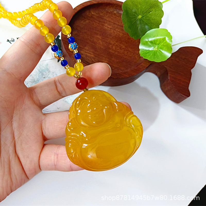 알몸 펜던트 노란 석조 부처님 (50*50mm)