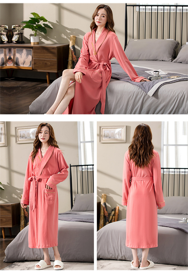 GraceChic GraceChic Cotton Couple Bathrobe For Women, Long Sleeve, Spring Autumn, Plus Size, Loose Fit, Men's Bathrobe, European And_voghion.com
