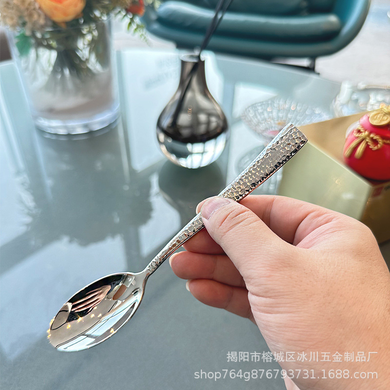 ミラノ夢幻ハンマー】ナイフフォークスプーンセット304ステンレス洋食ホテルレストランステーキ食器3点セット|undefined