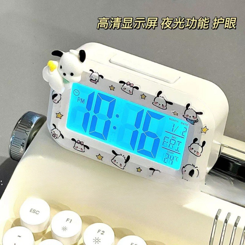 新款帕恰狗迷你夜光台钟多功能可爱静音便携学生小巧桌面钟表时钟|undefined
