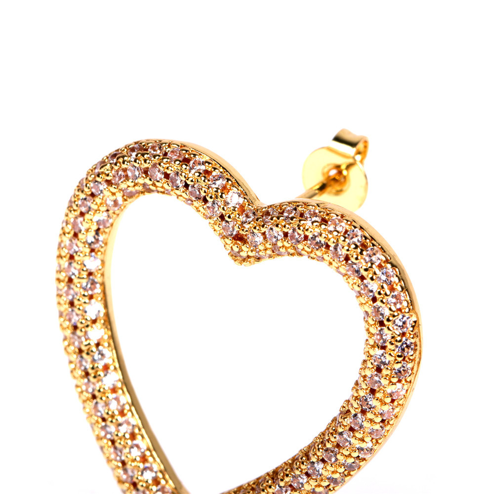 Nihaojewelry Fashion Diamond Heart Shape Geometric Hollow Earrings Wholesale Jewelry display picture 11