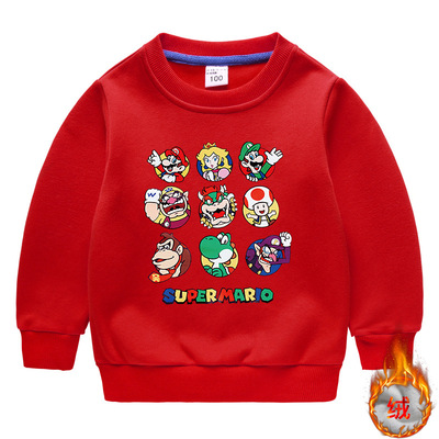 2022秋冬季新款跨境儿童卫衣洋气套头中大童加绒加厚保暖冬装上衣|ms