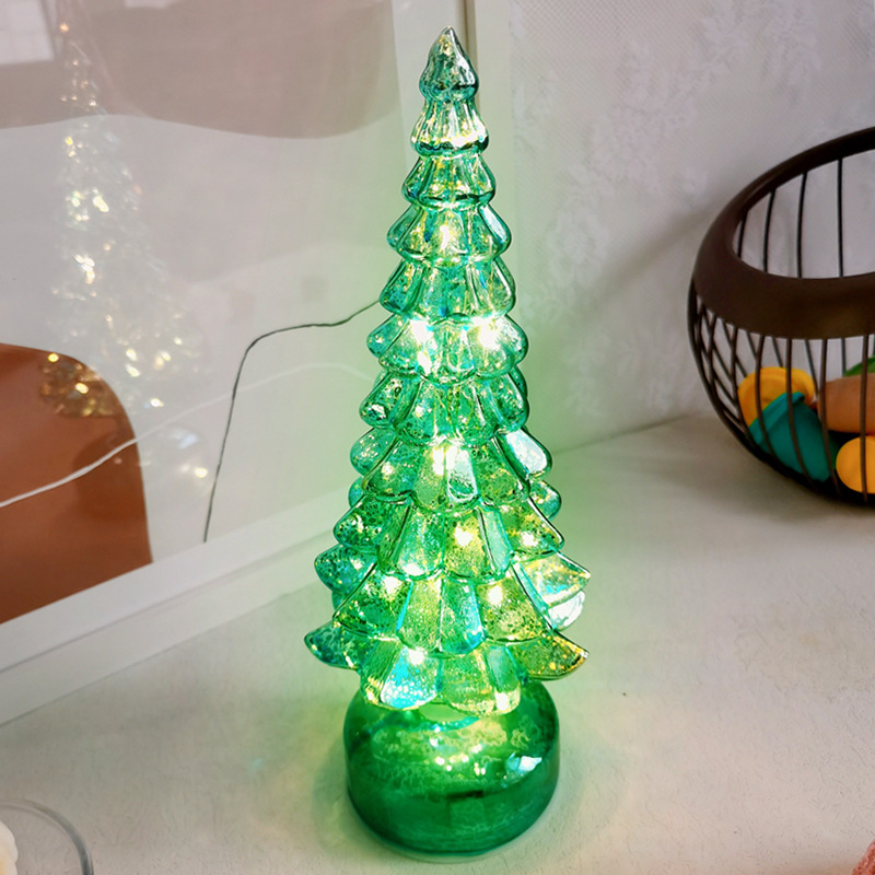 Vidrio árbol de Navidad decoraciones mini luz de la noche decoración de escritorio escena diseño alto sentido Navidad regalos de vacaciones