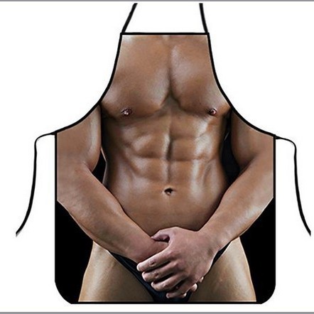 Personalidad divertida delantal creativo músculo hombres bikini serie dibujos animados pareja delantal fábrica al por mayor de Corea delantal