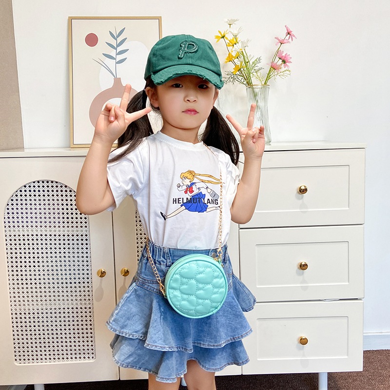 Bolso de cadena de estilo Chanel Internet celebridad hombro pequeño bolso redondo para niños y niñas Estilo coreano 2023 nuevo mini lindo rombo a cuadros
