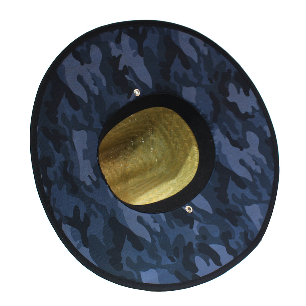 Sombrero de paja para hombre estilo playa, diseño salvavidas, moda verano 2024