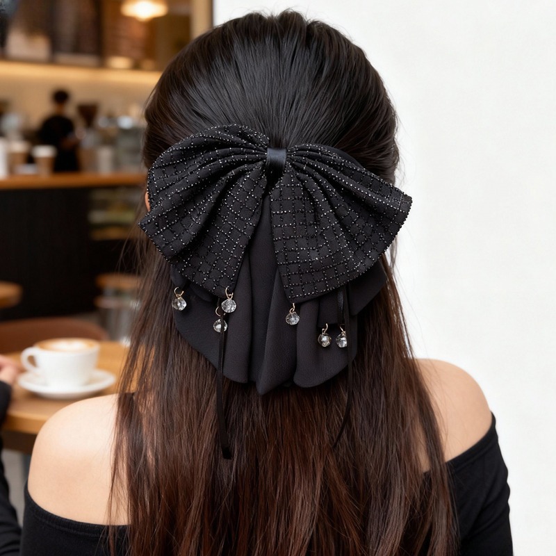 406 заколка для хвоста в клетку со стразами