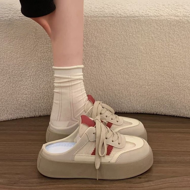 Zapatos de entrenamiento de la mitad de la parte gruesa de las mujeres verano de 2026 nuevos zapatos blancos casuales sin tacones image 4