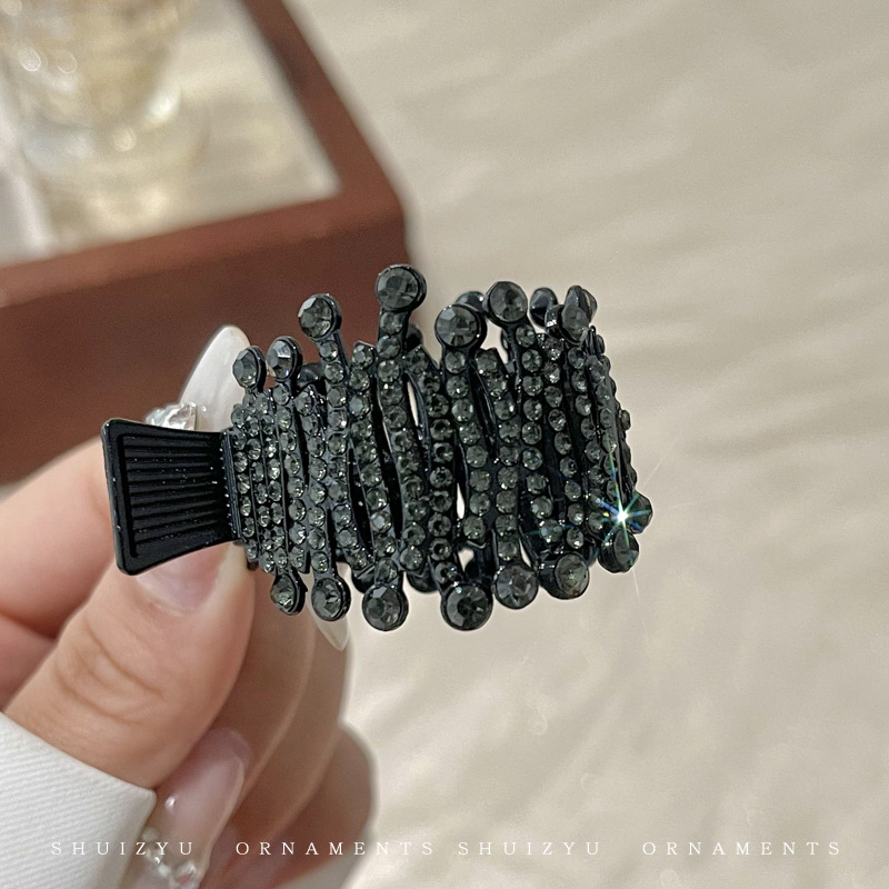 Diamante de alta cola de caballo clip de agarre mujer 2025 nuevo clip de cabello de alta calidad cabeza detrás de la fijación de artefactos clip de cabello tocado