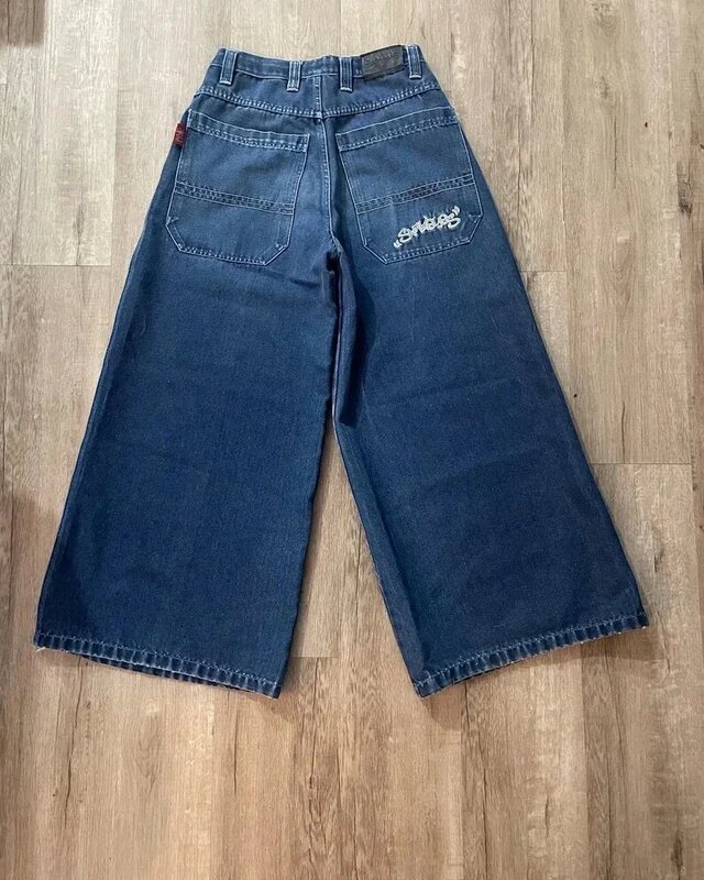 国境を越えた電気商JNCO Y2Kゆるいジーンズ男性レトロ刺繍ヒップホップストリート原宿男性ワイドパンツ|undefined