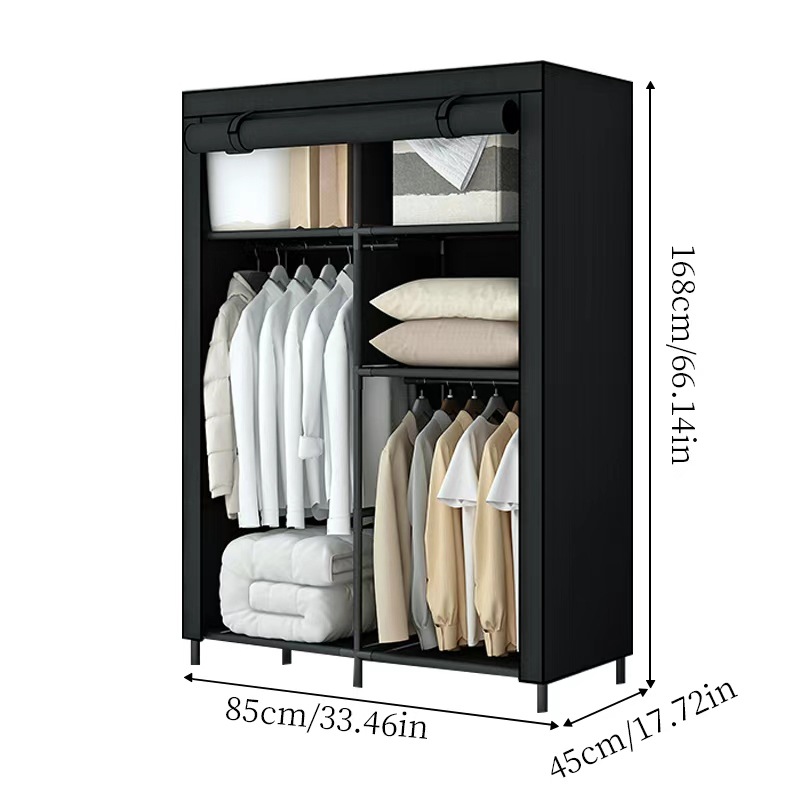 Amazon Dormitorio transfronterizo Armario de tela para el hogar Armario individual Tubo de acero económico de montaje simple para alquilar