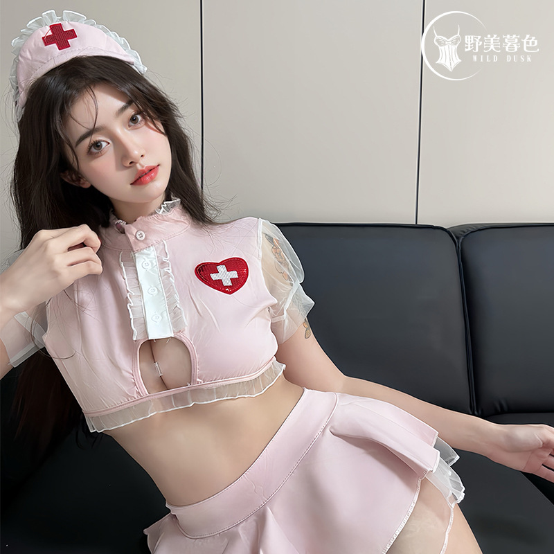 Sexy Role-Playing Hollow-Out Nurse Outfit, Erotic Uniform, Jk Uniform, Temptation, Pure Desire, Cosplay Temptation