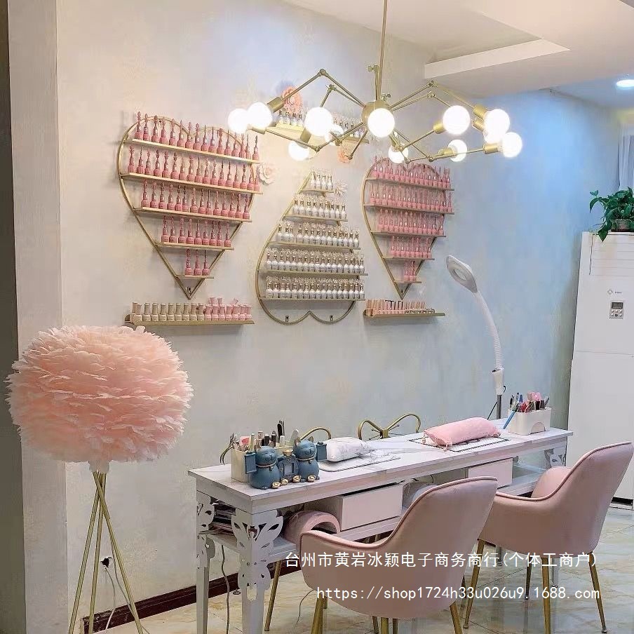 ins美甲架子壁挂心形展示架网红指甲油展柜墙上置物架美甲店货架