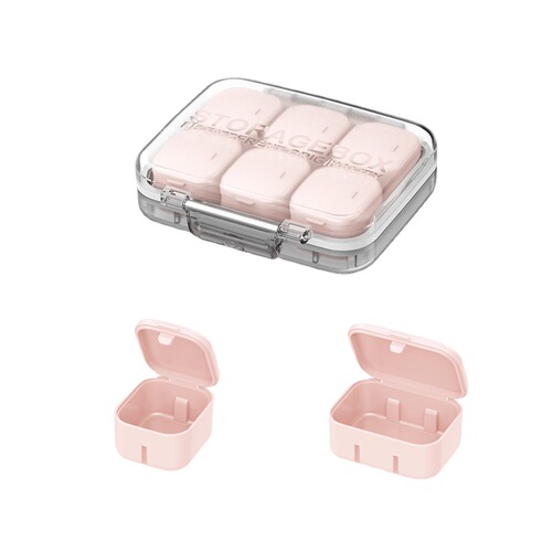 Creative multi-compartment storage box can be assembled into a sealed pill box that changes from four compartments to six compartments for a week, simple portable packaging box