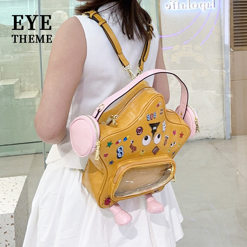 Tendencia 2025 hombres y mujeres a través de la impresión de mano extraña bolsos de hombro de gran capacidad para viajar estudiantes 2751 #