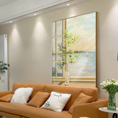 Nordic-style living room decorative painting, light and shadow, plants, dining room, entrance, landscape, warm sofa background wall, floor-mounted painting