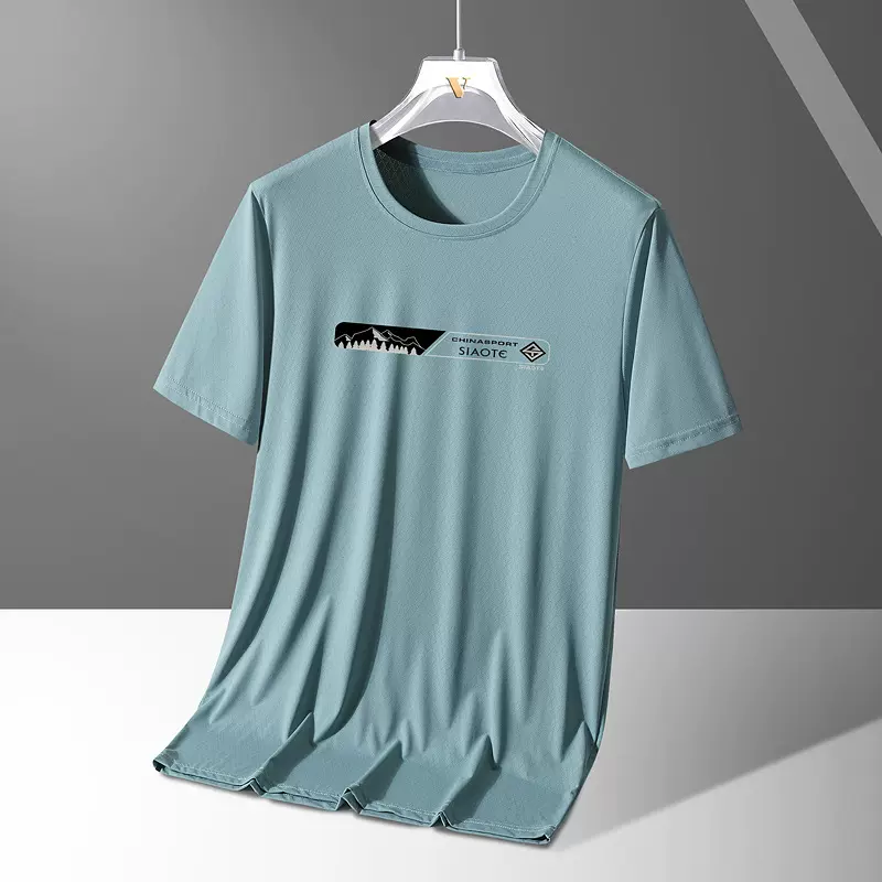 t恤男短袖上衣夏季情侣冰丝速干宽松T恤衫大码超薄户外T恤胖子衣