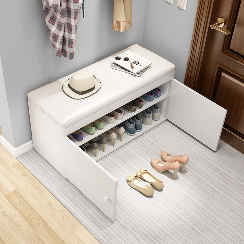 Taburete de zapatos doméstico de entrada integrado taburete de zapatos pequeño gabinete de puerta de entrada asientable taburete de cambio de zapatos de gran capacidad de almacenamiento rack de zapatos