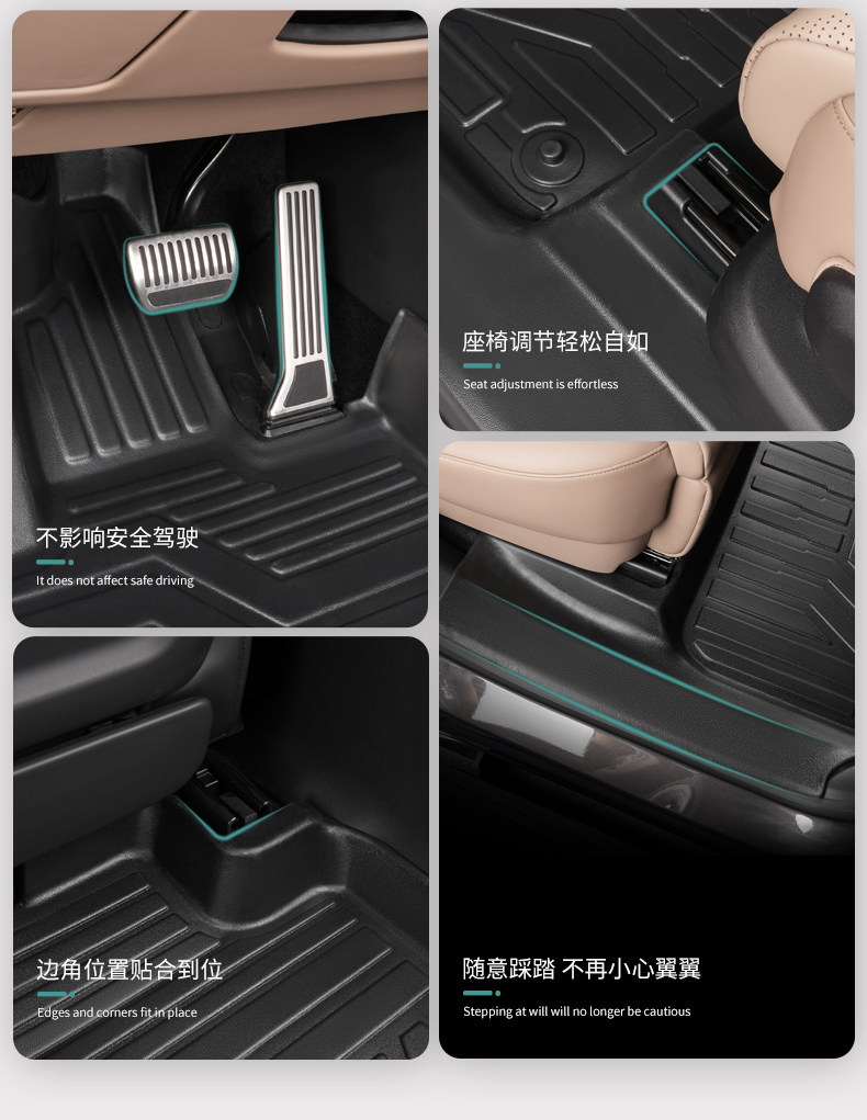 Special ZEEKR 8X full-coverage 26-model hybrid modified 6-seater max TPE car floor mats with threshold protection