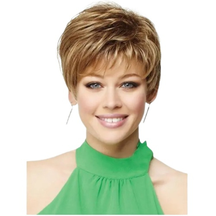 AliExpress Europe and the United States foreign trade wig short straight hair chemical fiber wholesale ladies short curly hair gradient factory direct generation hair